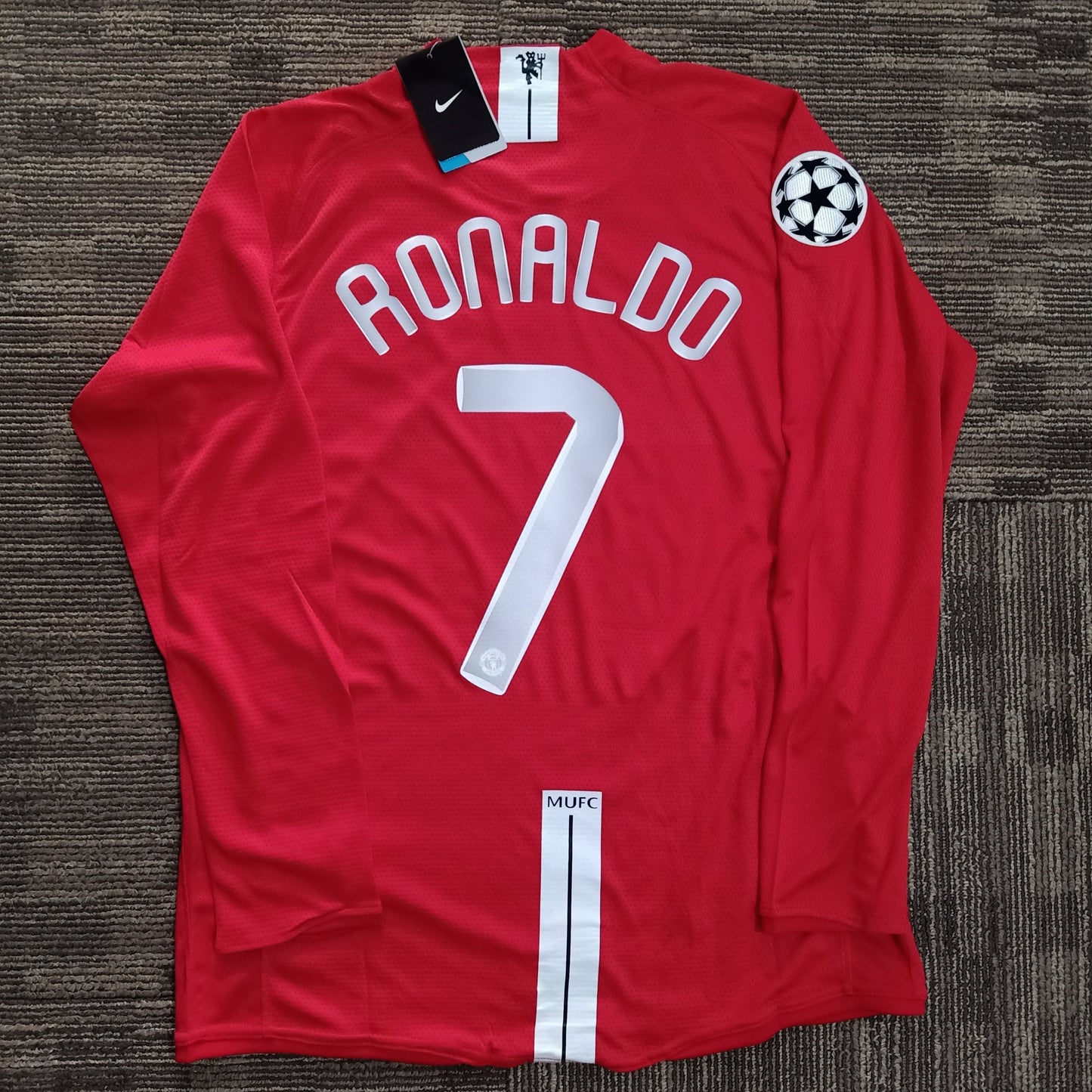 2007/08 Manchester United Final Moscow Shirt Longsleeve (Ronaldo #7 + Starball UCL) - ClassicFootballJersey