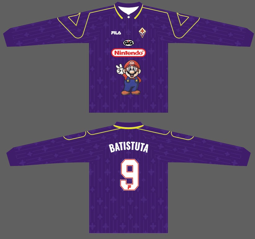 1997 98 Fiorentina Home Super Mario Long Sleeve Shirt ClassicFootballJersey