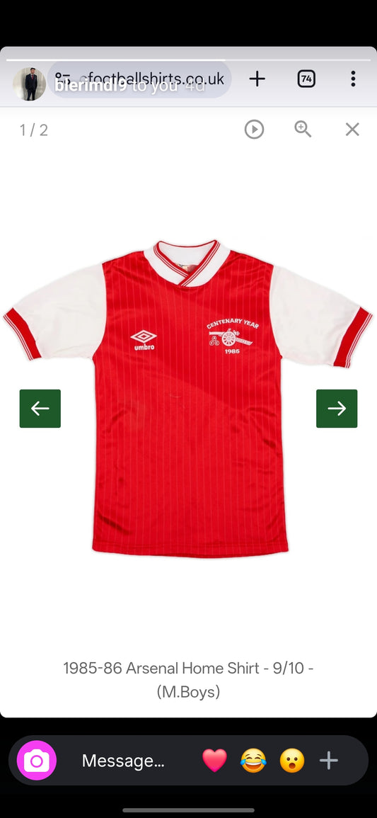 1985 Arsenal Centenary Home
