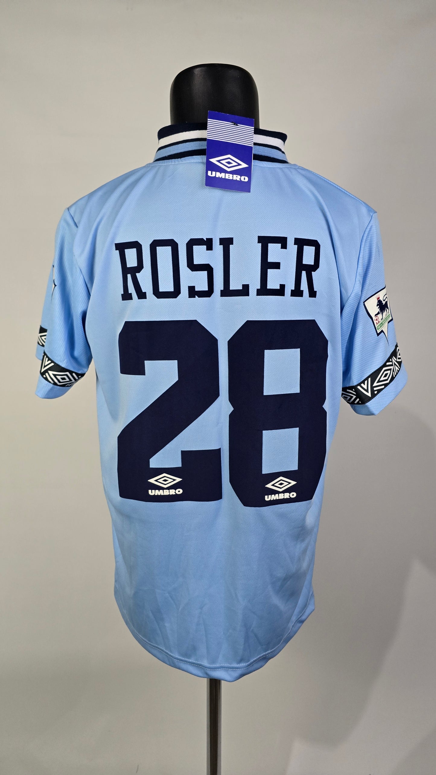 (Rosler #28 + Patch) 1993-95 Man City Home Long Sleeve (Copy)