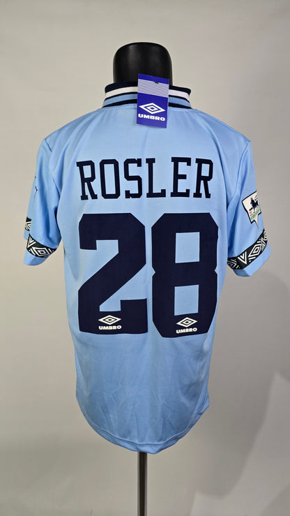 (Rosler #28 + Patch) 1993-95 Man City Home Long Sleeve (Copy)