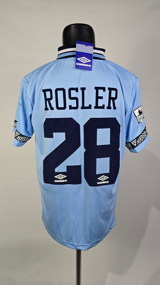 (Rosler #28 + Patch) 1993-95 Man City Home Long Sleeve (Copy)