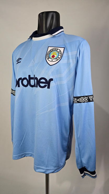 (Rocastle #7 + Patch) 1993-95 Man City Home Long Sleeve