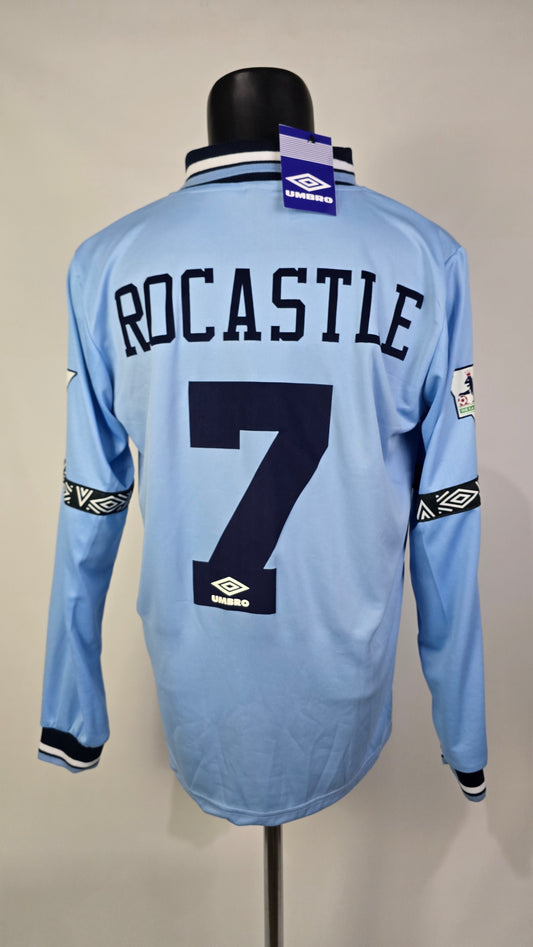 (Rocastle #7 + Patch) 1993-95 Man City Home Long Sleeve