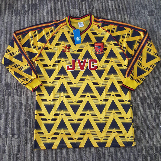 1991/92 Long Sleeve Arsenal Away Shirt - ClassicFootballJersey