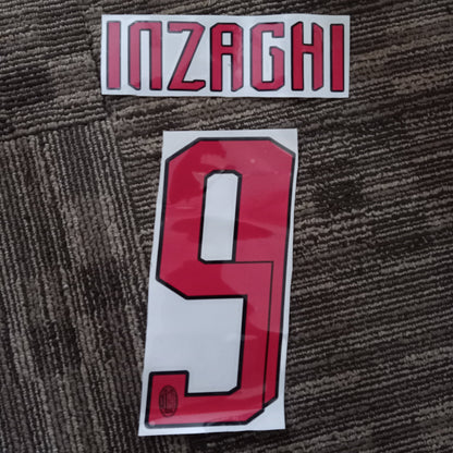 2007 Inzaghi #9 AC Milan Nameset - ClassicFootballJersey
